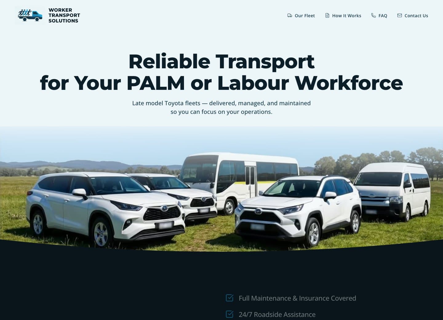 Worker Transport Solutions website, designed and built by Red Ox Digital