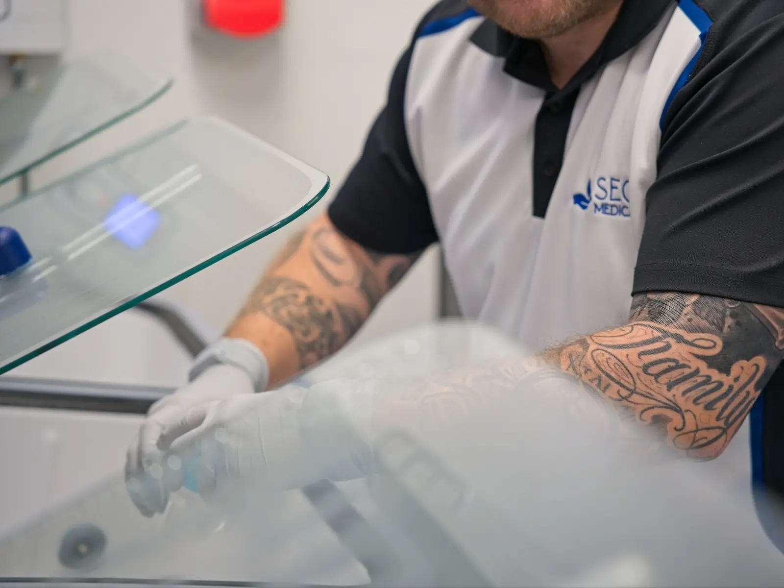 Industrial worker in a manufacturing facility handling materials