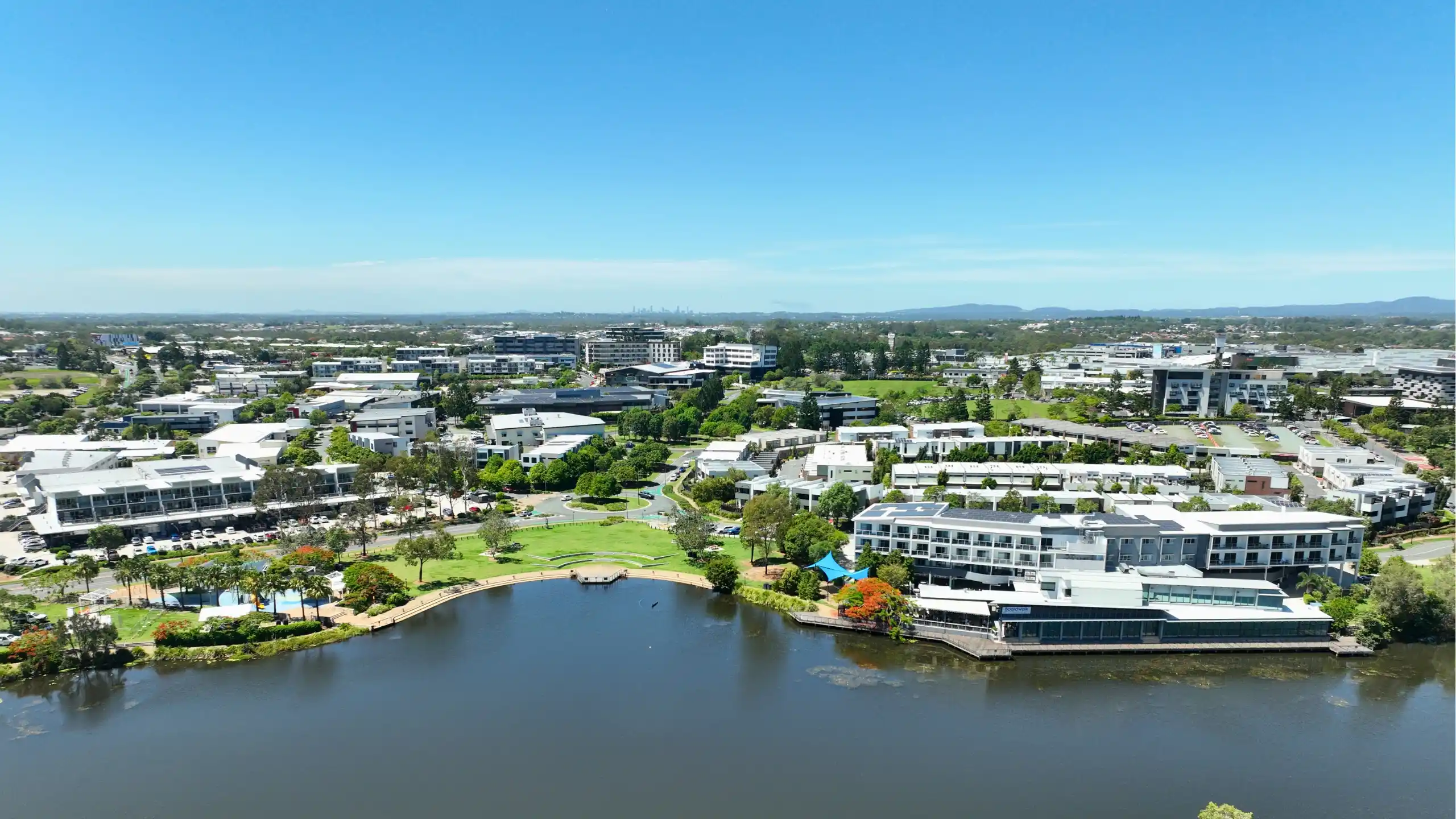 Aerial view of the North Lakes business area photographed by Red Ox Digital